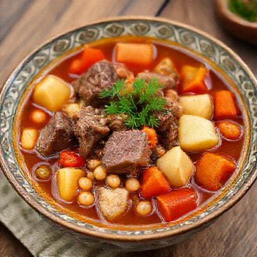 Мошкичири с говядиной и овощами