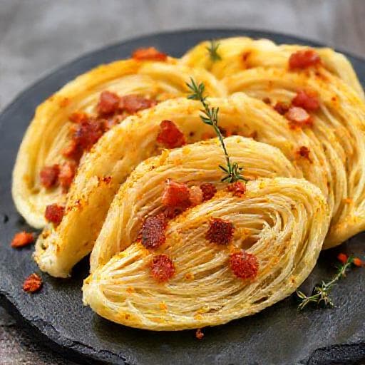 Запечённая капуста дольками с беконом и горчицей