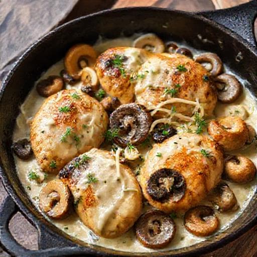 Чкмерули с грибами и сыром (Авторский вариант)