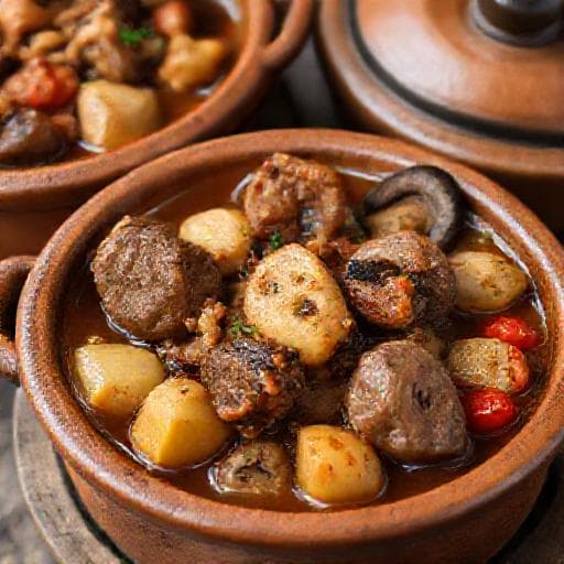 Чанахи с грибами и копченостями