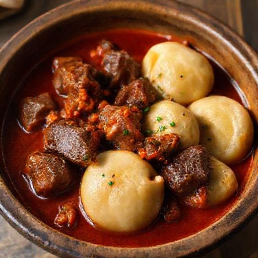 Бёф Бургиньон с копченой паприкой и картофельными клецками