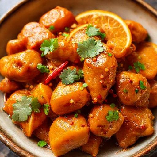 Апельсиновая Курица по-кантонски с Имбирем и Чили
