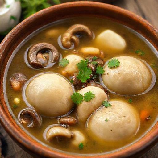 Суп с клёцками и грибами (Украинский вариант)