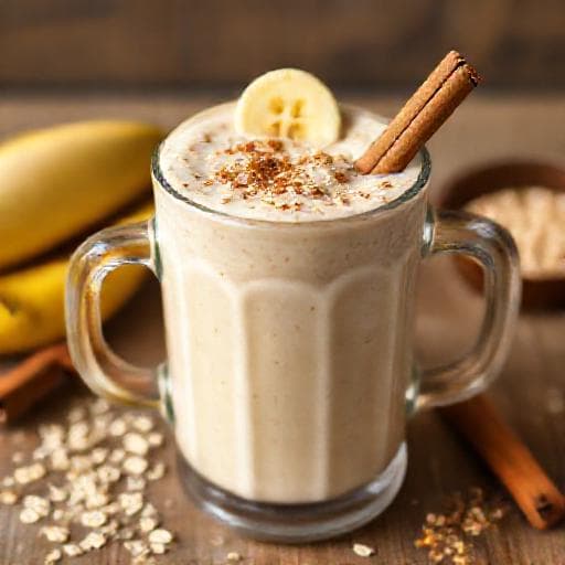 Банановый молочный коктейль с корицей и овсянкой