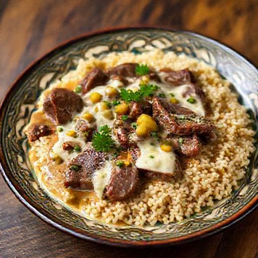Печень по-строгановски с горчицей и корнишонами