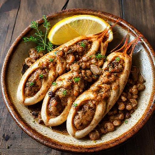 Кальмары, фаршированные грибами и луком (классический рецепт)