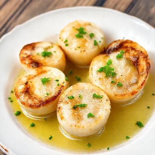 Классические запечённые гребешки с чесноком и маслом