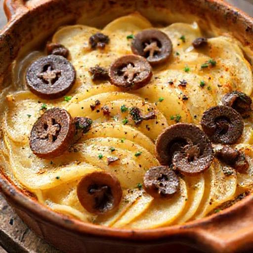 Печёный картофель с грибами по-французски (Gratin Dauphinois с грибами)