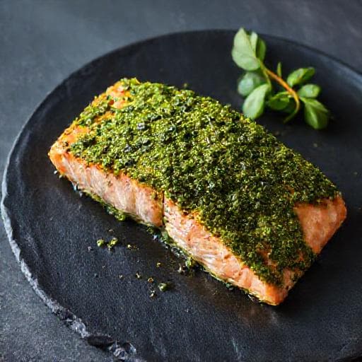 Pesto-kuorrutettu uunilohi