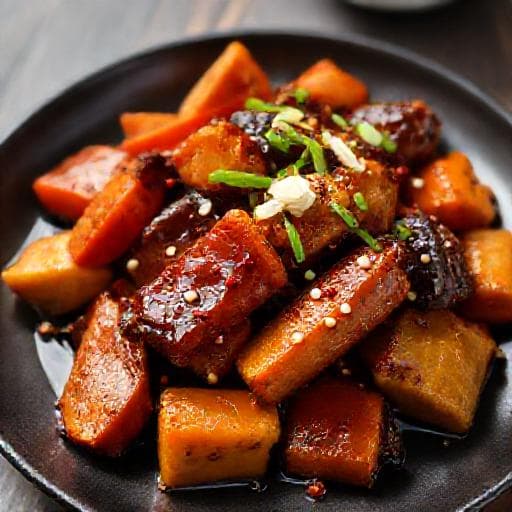 Juurekset Chili-hunaja-soijakastikkeessa