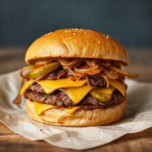 Juustohampurilainen 'Smash Burger' -tyyliin
