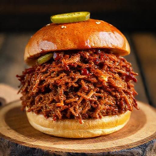 Klassinen Pulled Pork -burgeri