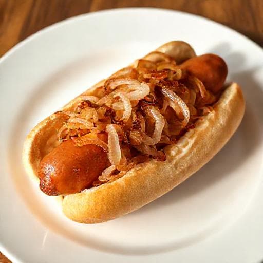 Nopea Hot Dog Paahdetulla Sipulilla