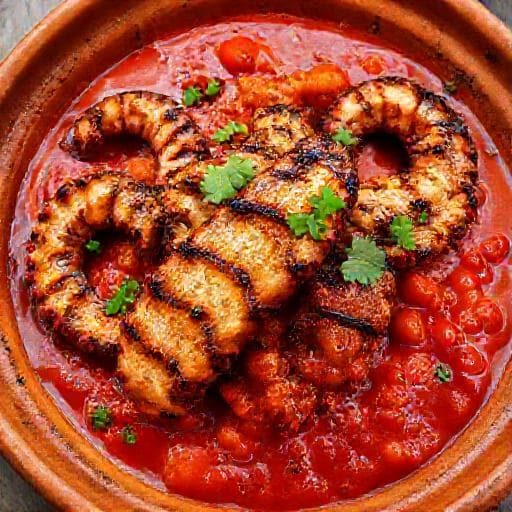 Grillattu Mustekala Paprika-Tomaattikastikkeella