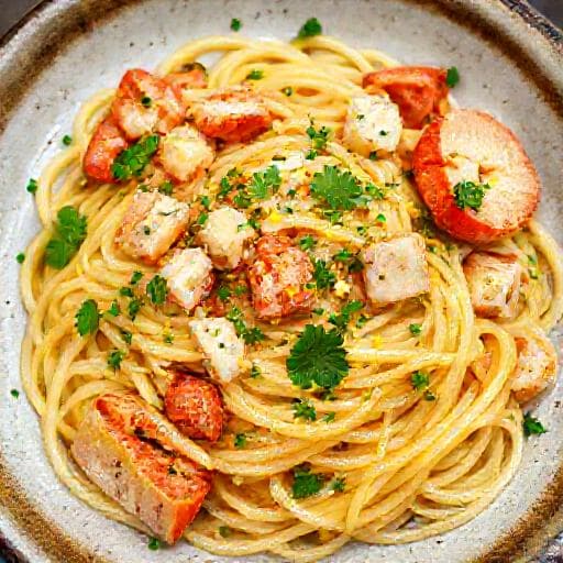 Nopea Hummeripasta Sitruuna-Valkosipulikastikkeella