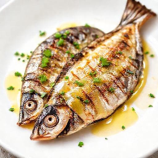 Nopeat grillatut sardiinit valkosipulivoissa