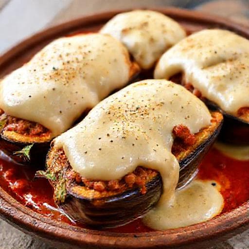 Moussaka-tyyliset täytetyt munakoisot