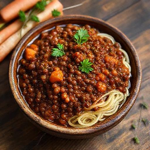 Klassinen Belugalinssibolognese