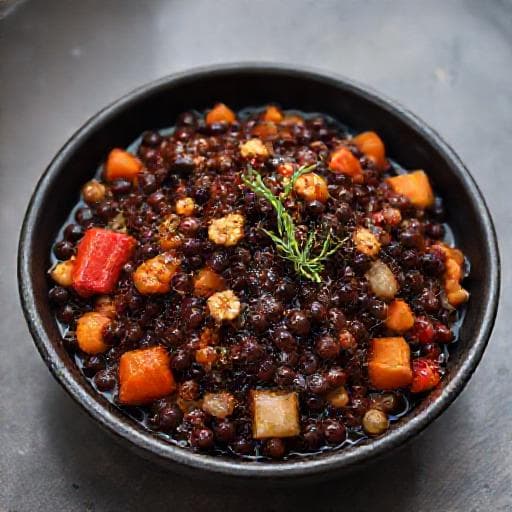 Belugalinssibolognese punajuurella ja balsamicolla