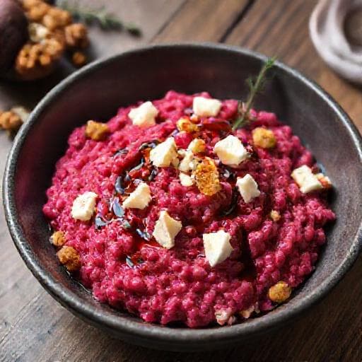 Punajuuririsotto Vuohenjuustolla ja Saksanpähkinöillä