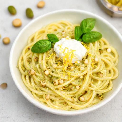 Pistasiapasta Ricotta-juustolla ja Sitruunalla
