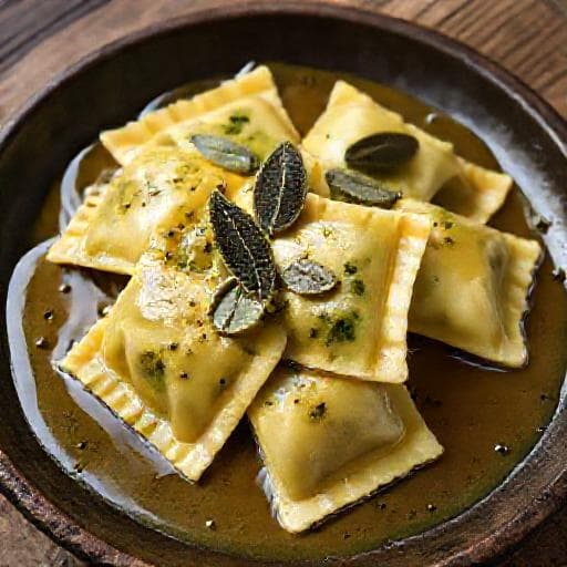 Ravioli Ricotta-Pinaattitäytteellä ja Salviakastikkeella (Emilia-Romagna)