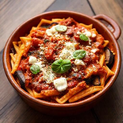Ziti alla Norma -tyylinen Paistos