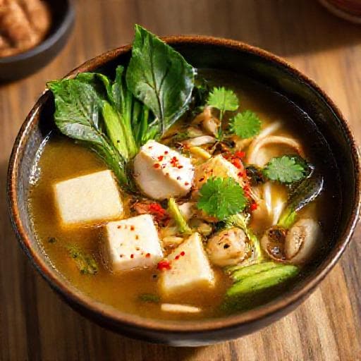 Miso-keitto Tofulla ja Kasviksilla (Fuusio)