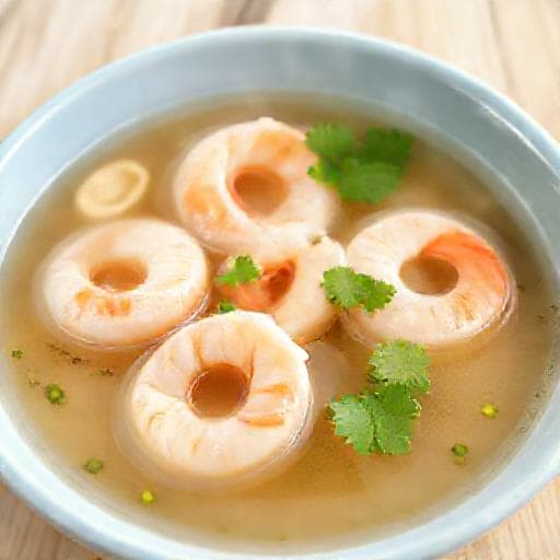 Wontonkeitto katkaravuilla ja inkiväärillä
