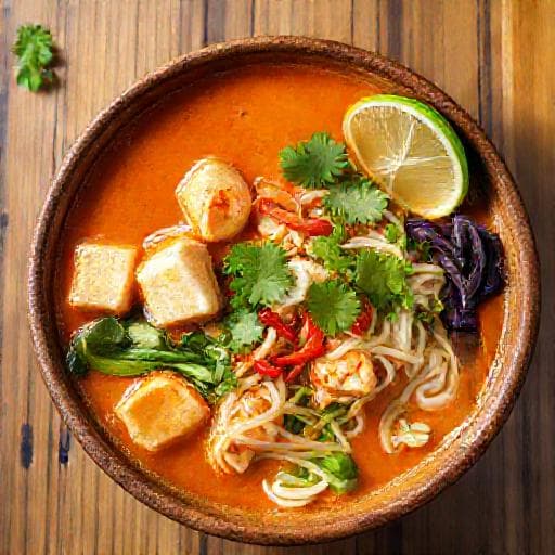 Laksa Katkaravuilla ja Tofulla (Vegaaninen)