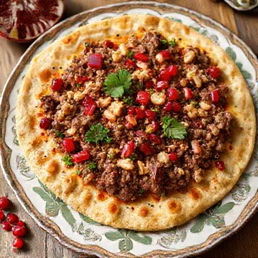 Lahmacun Pähkinä-Granaattiomenatäytteellä
