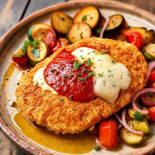 Kana Parmigiana Paahdetuilla Kasviksilla