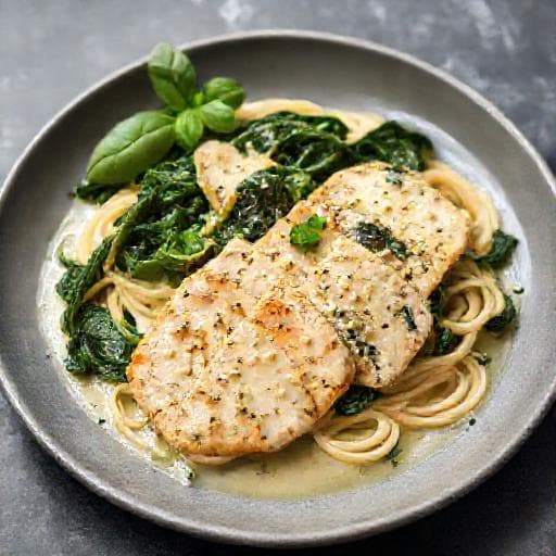 Nopea pinaatti-parmesaanikana