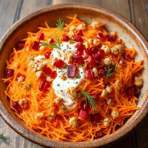 Cevizli ve Nar Taneli Yoğurtlu Havuç Salatası