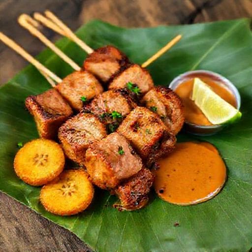 Saté Babi Bali met Gebakken Banaan