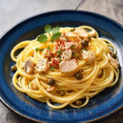 Pasta met Tonijn, Kappertjes en Citroenolie