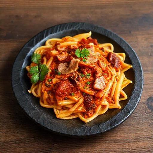 Penne all'Arrabbiata met Guanciale