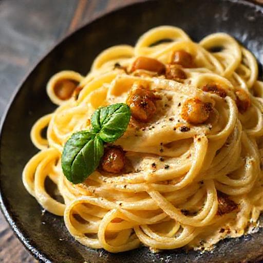 Fettuccine Alfredo met Gekarameliseerde Knoflook