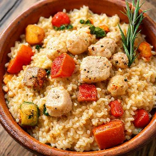 Risotto met Kip en Geroosterde Groenten