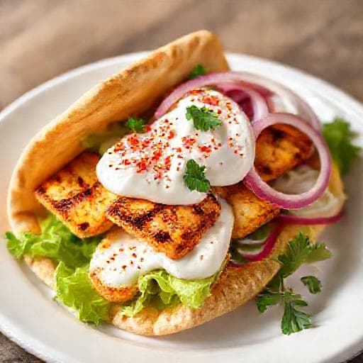 Gyros met Pitta en Gegrilde Halloumi