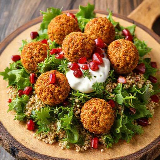 Falafel met Kruidenyoghurt en Granaatappel