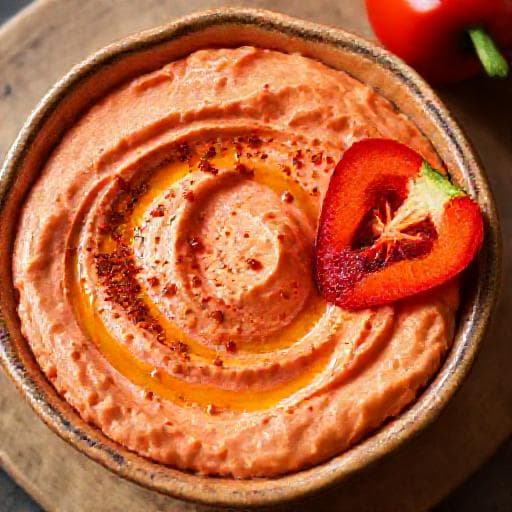 Hummus met Geroosterde Rode Paprika