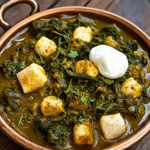 Palak Paneer met Mosterdgroen (Sarson Palak Paneer)