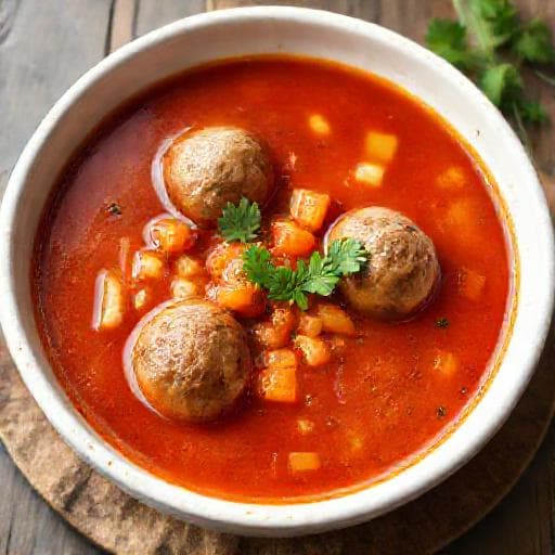Klassieke Tomatensoep met Gehaktballetjes