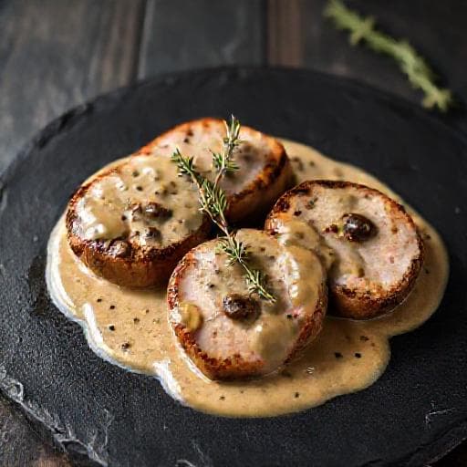 Varkenshaas met Champignonroomsaus en Mosterd