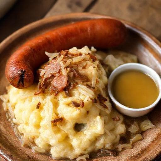 Rookworst met Zuurkoolstamppot en Appelmoes