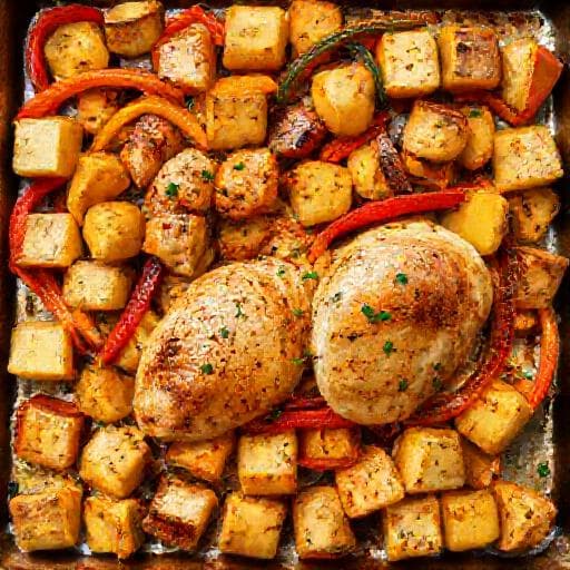 Snelle Kip uit de Oven met Aardappelen en Paprika