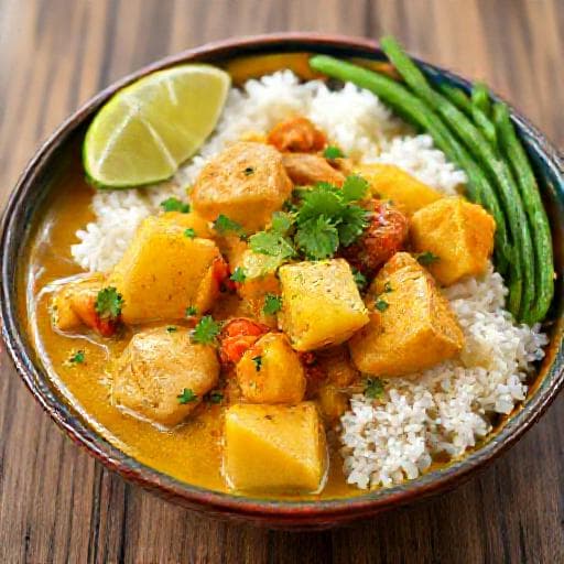 Kip Kerrie met Kokos en Ananas (Surinaamse Twist)