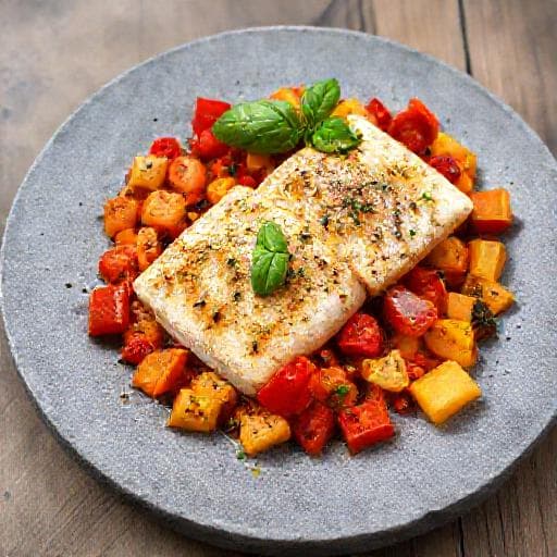 Snelle Kabeljauw uit de Oven met Tomaat en Paprika