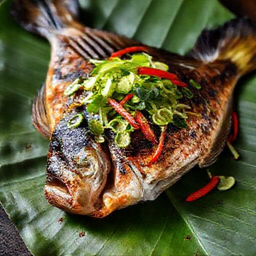 Cá mú nướng muối ớt lá chanh